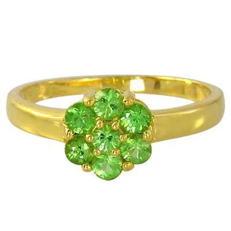 Tsavorite Green Garnet Cluster Ring 14k Yellow White Or Pink Etsy