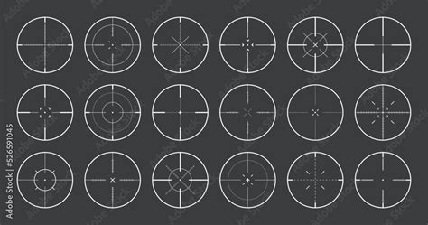 Various sniper rifle sights, weapon optical scope crosshair. Hunting ...