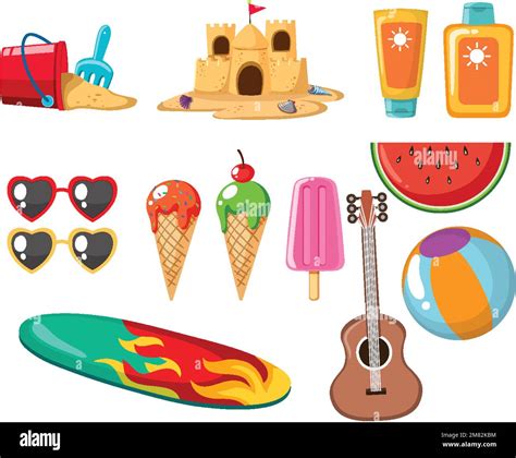 Summer Beach Icons Set Illustration Stock Vector Image And Art Alamy