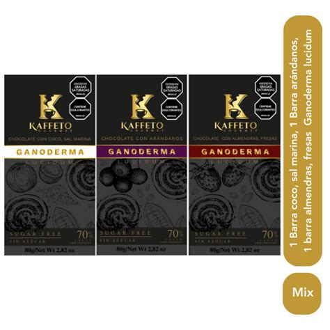 3 Barras De Chocolate Mix Con Ganoderma Lucidum Kaffeto Gourmet