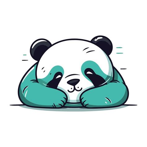 Urso panda bonito dormindo ilustração vetorial em estilo de desenho