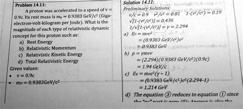 SOLVED Problem 14 11 A Proton Was Accelerated To A Speed Of V 0 9c