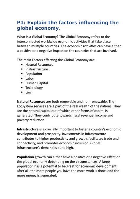 P1 Class Practice Assignment P1 Explain The Factors Influencing