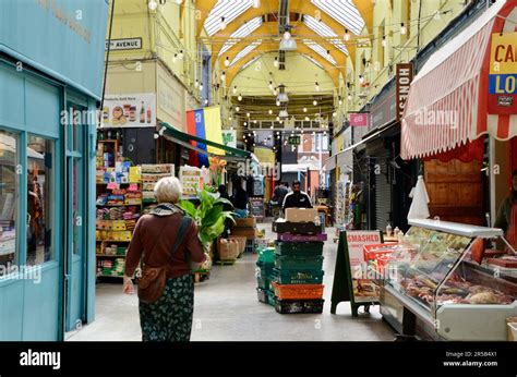 Brixton Sw9 Market With Stalls Shops Restaurants Bars Etc In Arcade And