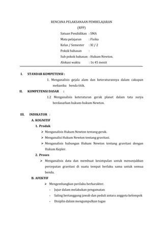 Rencana Pelaksanaan Pembelajaran Mkpbm Diskusi Hukum Newton Pdf