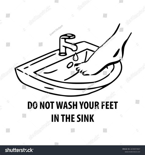 세면대에 발을 씻지 마세요 흰색 배경에 스톡 벡터(로열티 프리) 2234473427 | Shutterstock