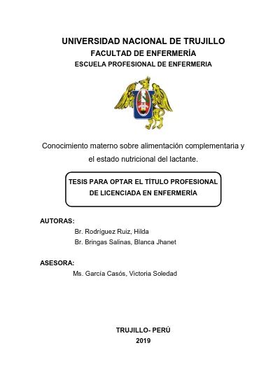 Conocimiento materno sobre alimentación complementaria y el estado