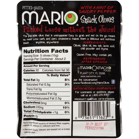 Mario® Pitted Snack Olives With A Hint Of Savory Pepper 1 05 Oz Pouch