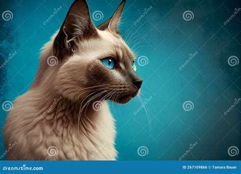 Stunning Balinese Cat with Blue Eyes Stock Illustration - Illustration ...