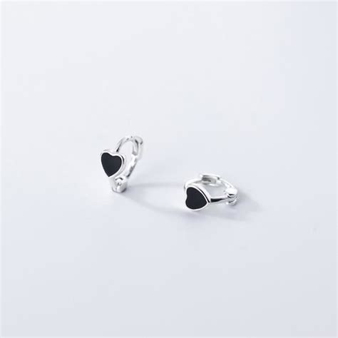 Noir Boucles Oreilles En Argent Sterling 925 INS Minimalisme Doux