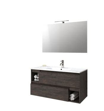 Mueble de baño de 3 piezas en melamina marrón oscuro IGEA Maisons du