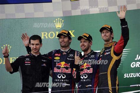 F Gp Giappone Le Voci Dal Podio Di Vettel Webber E Grosjean