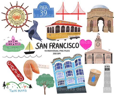 San Francisco Clipart Sticker Clipart Sf Clipart Cute Etsy Uk