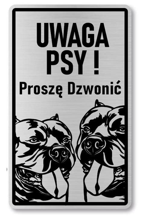 Tabliczka Ostrzegawcza Uwaga Pies American Bully 2 Psy Partygrafia