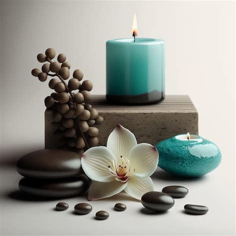 Hermoso Y Relajante Spa Con Velas Piedras Y Flores Foto Premium