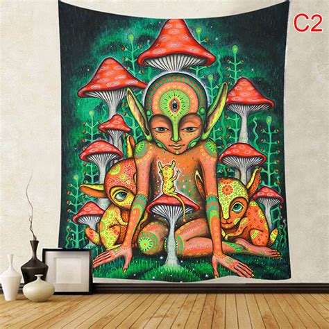 Spirit Tapestry Mushroom Tapestry Forest Tapestry Green Etsy