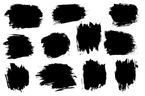 Premium Vector Modern Black Color Grunge Texture Paint Brushstroke Set