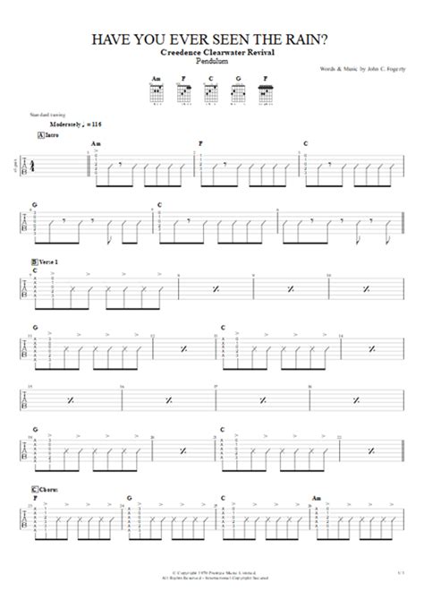 Have You Ever Seen The Rain Tab By Creedence Clearwater Revival Guitar Pro Guitars Bass