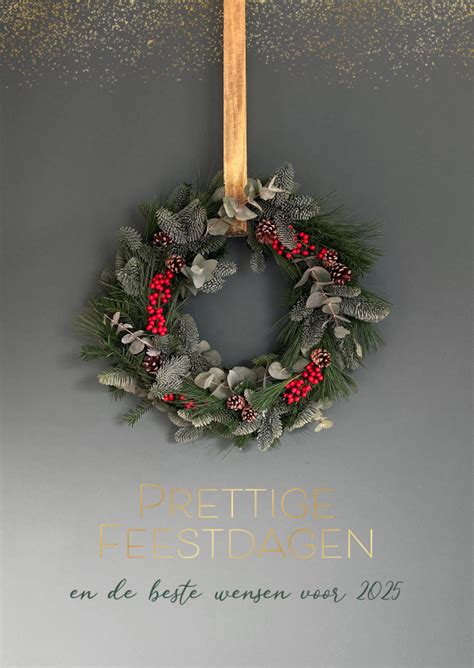 Kerstkaart Kerstkrans Tekst Goudfolie Kaartje Go