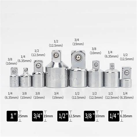 Steckschlüssel 6 tlg Satz Adapter Nuss Set 1 4 3 8 1 2 auf 3 4 Zoll