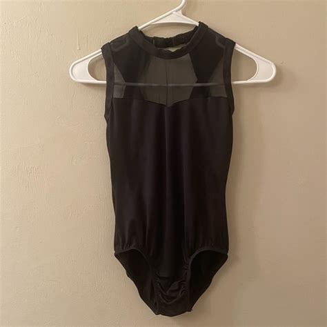 Natalie Dancewear Tops Natalie Black Leotard With Mesh Size M Poshmark