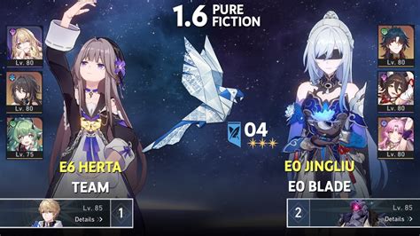 New 1 6 Pure Fiction E6 Herta And E0 Jingliu Blade [f2p] Honkai Star