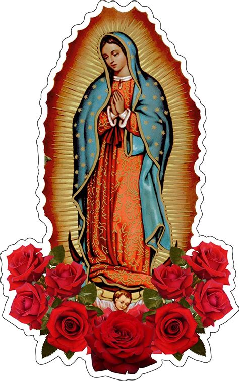 Virgin Mary Vinyl Sticker Roses Choose Your Size Deangelo Virgen De Guadalupe