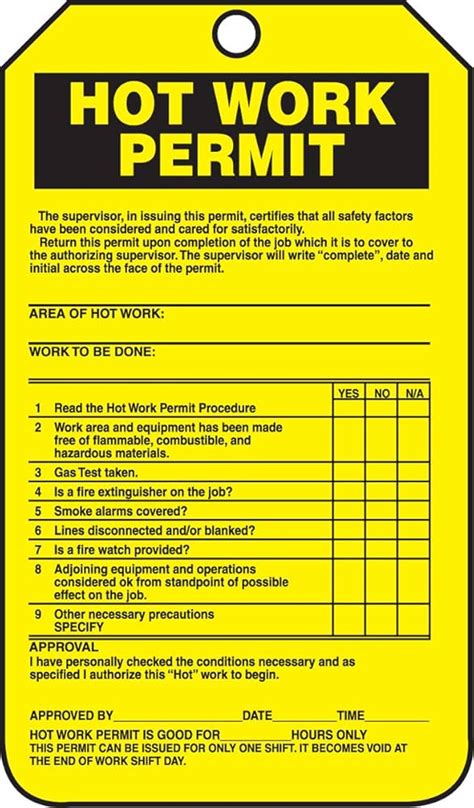 Hot Work Permit Example Printable Forms Free Online