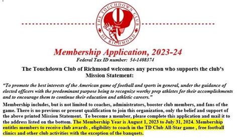 TD Club Membership