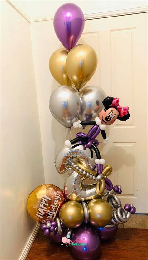 Number 2 Design With Chrome Helium Balloon And Mini Mouse Character ...