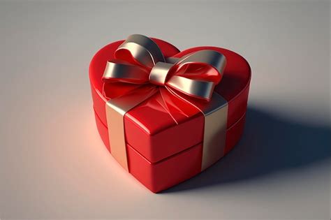 Premium Ai Image Small Red Heart Shaped Gift Box