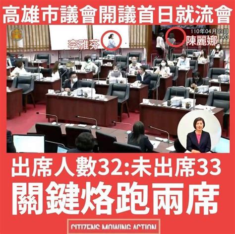 高市議會開議首日流會 公民割草：兩國民黨議員唱名時烙跑 自由電子報 Line Today