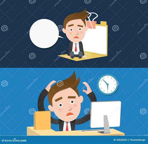 Funny Flat Character Overtime Concept Stock Vector - Illustration of ...