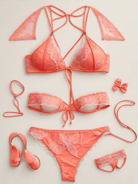 Premium AI Image Micro Mini Sheer Lace Sling Shot Bandeau Top Lingerie Set