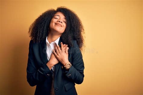 Young Beautiful African American Business Woman With Afro Hair Wearing