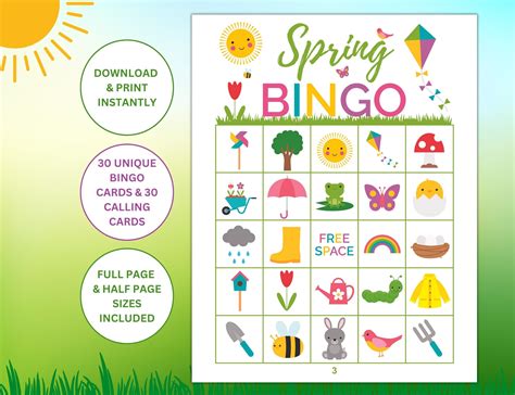 30 Printable Spring Bingo Cards Spring Bingo For Kids Spring Classroom