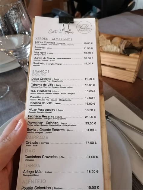 Menu Em Taberna Da Villa Restaurante Canelas