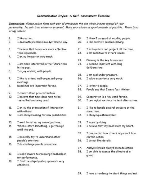 Free Worksheet For Communication Styles Download Free Worksheet For Communication Styles Png