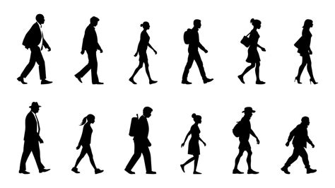 Modern silhouette of walking people colection 44310757 Vector Art at ...