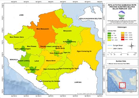 aktivitas sambaran petir sumatera selatan februari  stasiun