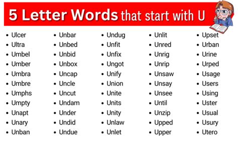 5 Letter Words That Start With U Five Letter Words Starting With U