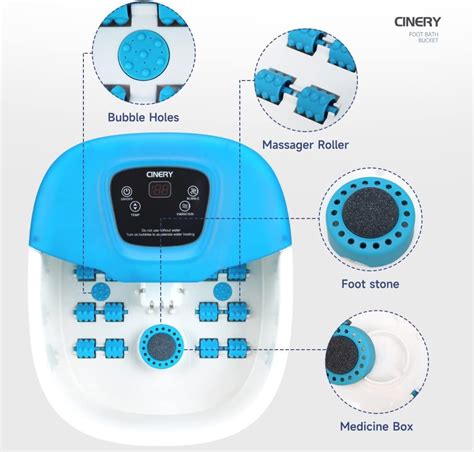 Cinery Foot Spa Bath Massager With Heat Bubbles Vibration And Pedicure