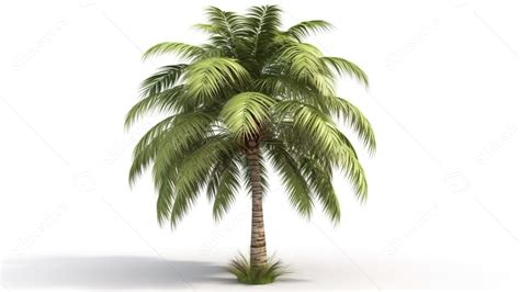 Isolated White With A D Rendition Of A Palm Tree Powerpoint Background