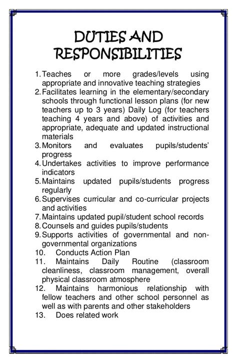 Duties And Responsibilities Of Teachers