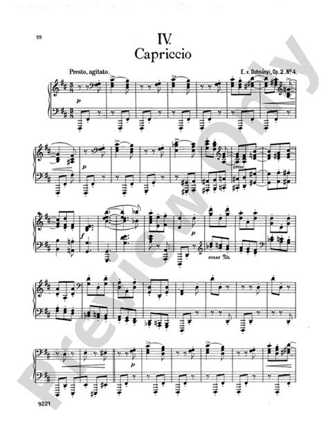 Dohnányi Four Piano Pieces Op 2 Iv Capriccio Part Digital Sheet