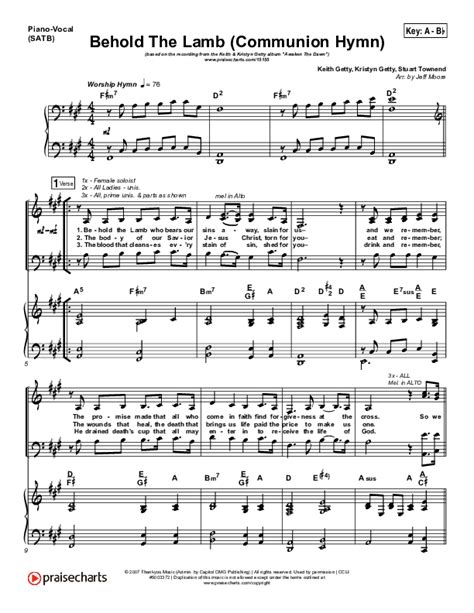 Behold The Lamb Communion Hymn Sheet Music PDF Keith Kristyn Getty