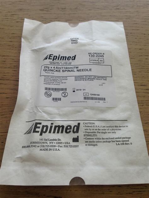 New Epimed International Inc Quincke Spinal Needle G X