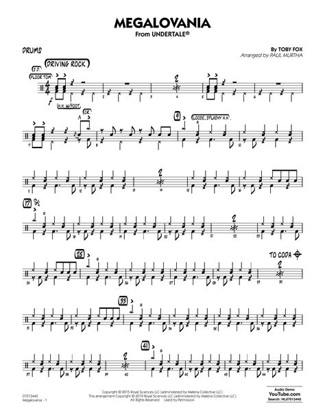 Megalovania Arr Paul Murtha Drums By Toby Fox Sheet Music For Jazz Ensemble At Sheet Music