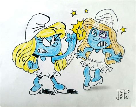 Cartoon Smurfette vs. Live-Action Smurfeette by JuanpaDraws on DeviantArt