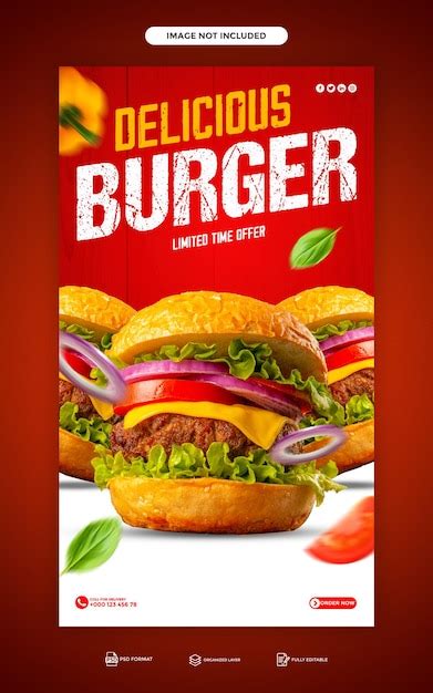 Premium Psd Psd Delicious Burger And Food Menu Instagram And Facebook